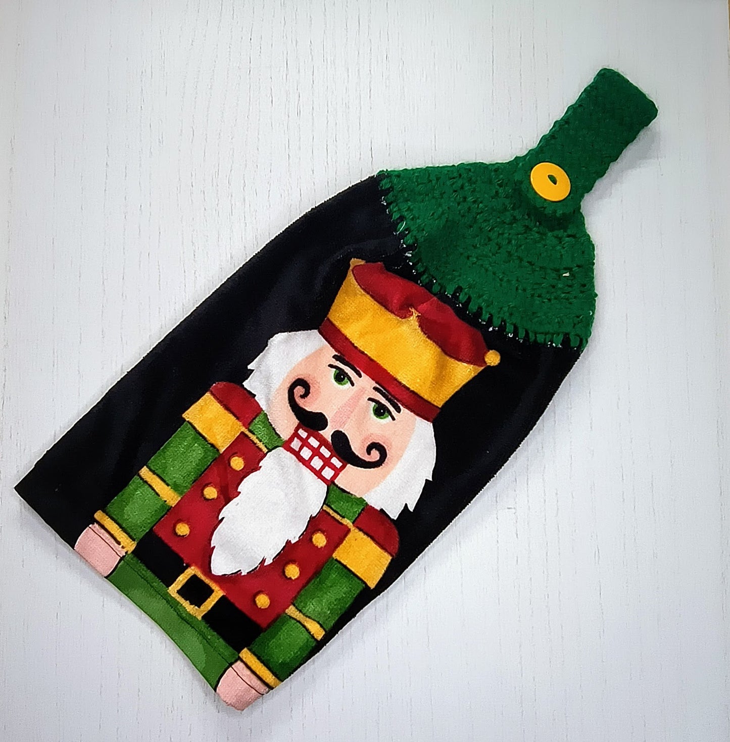 Crochet Top Nutcracker Hanging Dish Towel