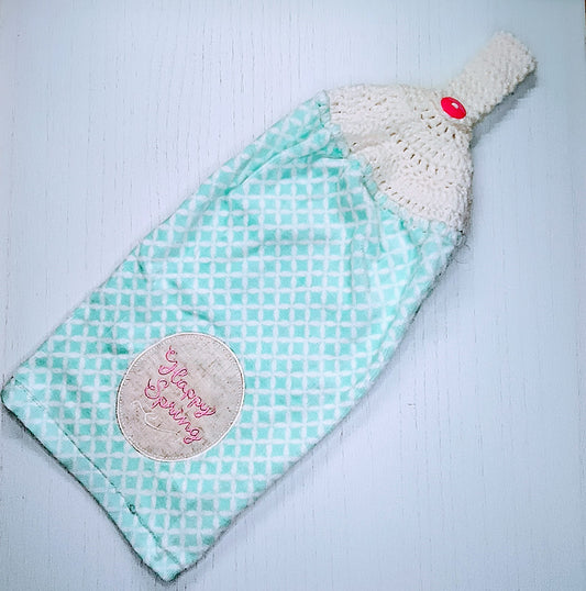 Crochet Top Happy Spring Hanging Dish Towel